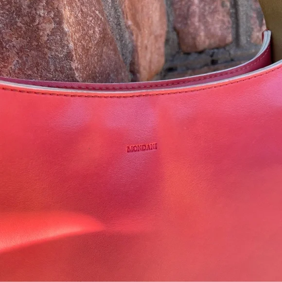 Vintage Leather Coral Red Handbag - Picture 6 of 6